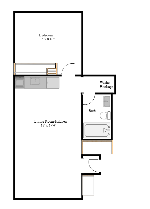 1 bed 1 bath floorplan